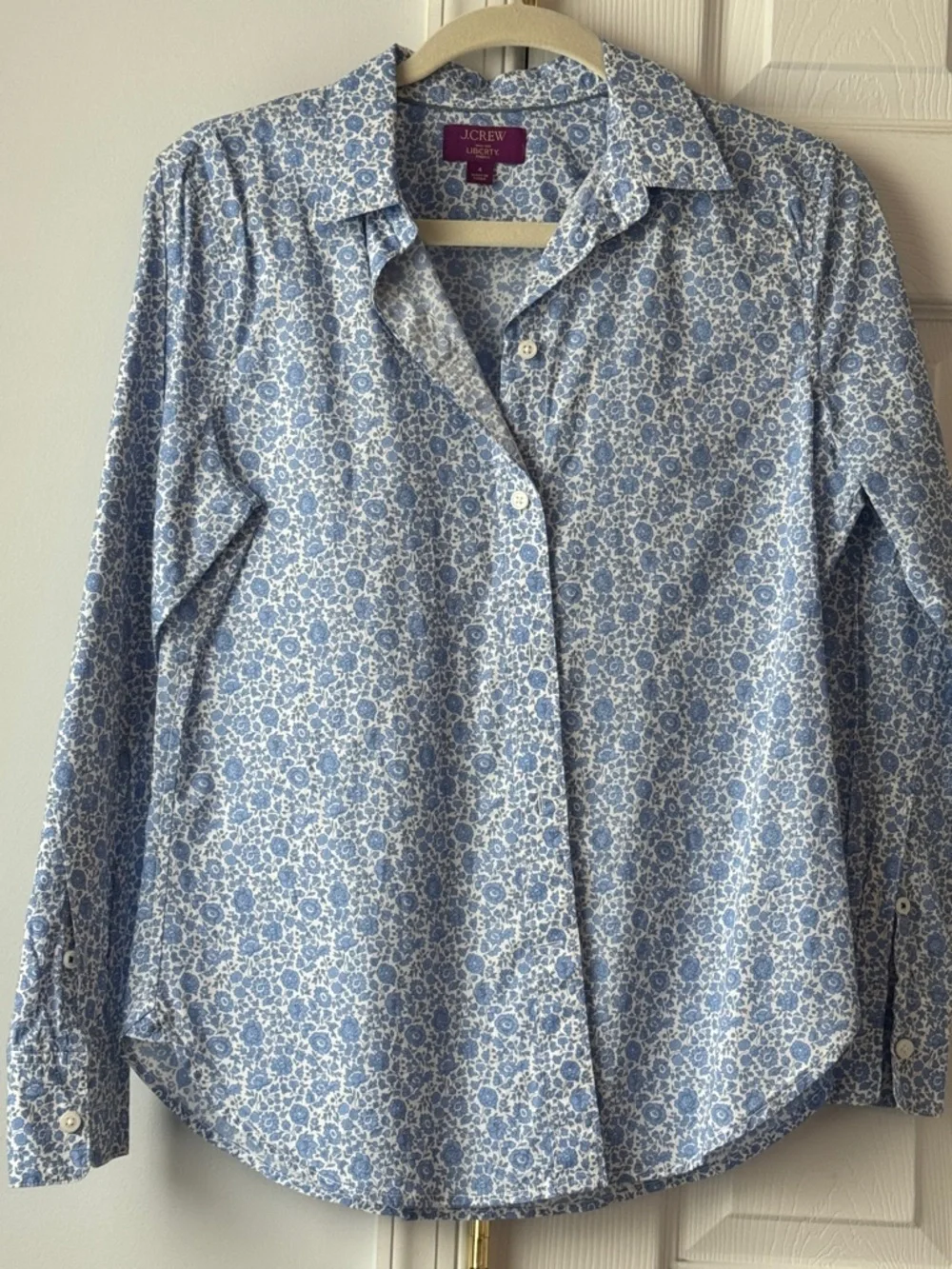 J. Crew Liberty Light Blue and White Floral Button-Down Shirt